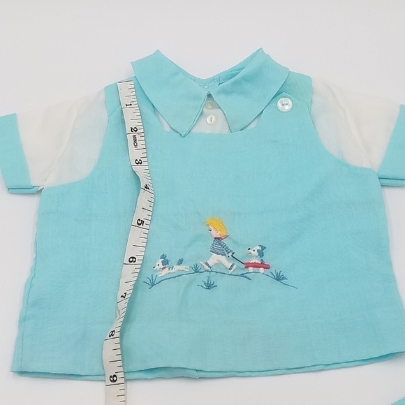 Vintage Handmade Set Boy Dog Shirt Shorts NB - Picture 8 of 10